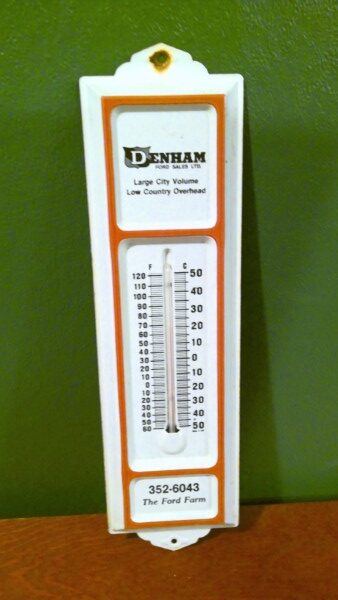 Vintage Denham Ford Sales Wetaskiwin Alberta Advertising Thermometer for sale