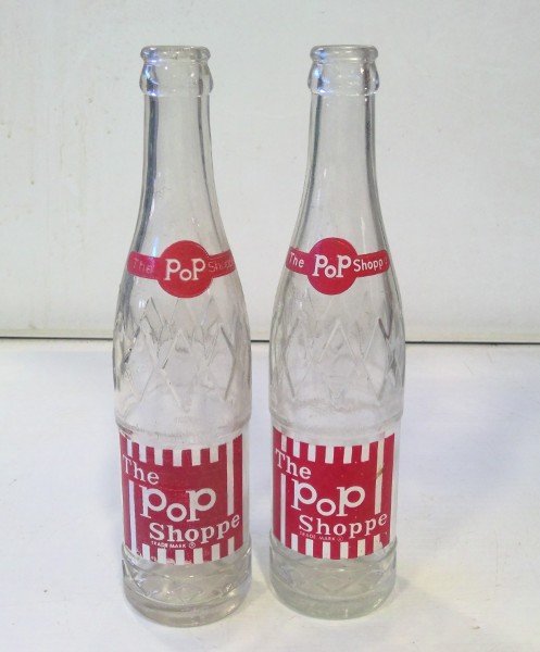 Vintage The Pop Shoppe Glass Bottles 10 Oz. for sale