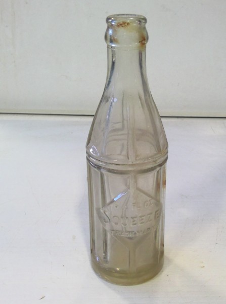 Antique 6 1/2 Oz. Squeeze Glass Soda Bottle for sale