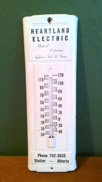 Vintage Heartland Electric Stettler Alberta Advertising Thermometer for sale