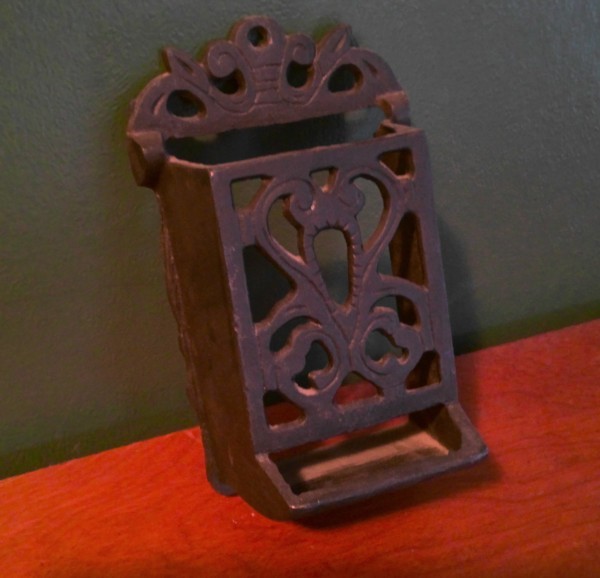 Vintage Wall Mount Cast Iron Match Box Holder for sale