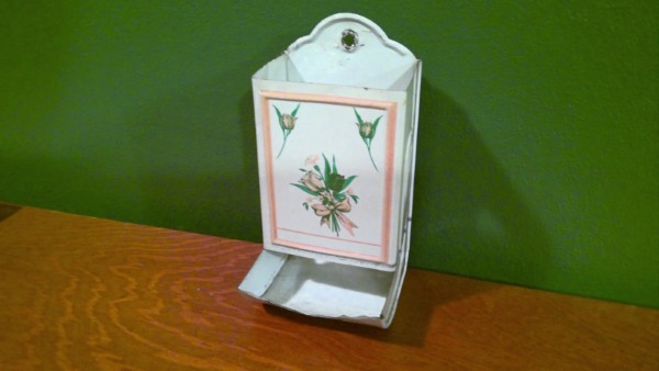 Vintage Wall Mounted Metal Match Box Holder - 1950s Flower Motif for sale