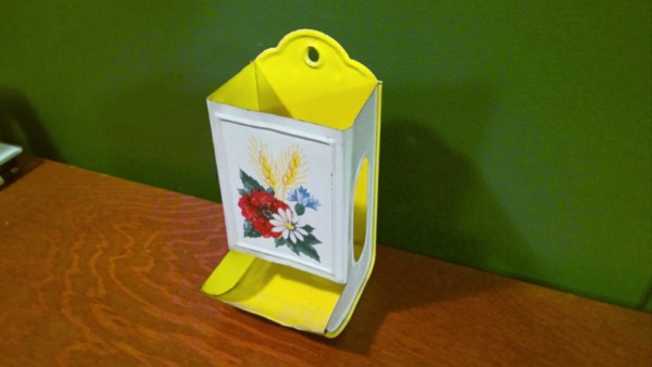 Vintage Wall Mounted Metal Match Box Holder - 1950s Flower Motif for sale