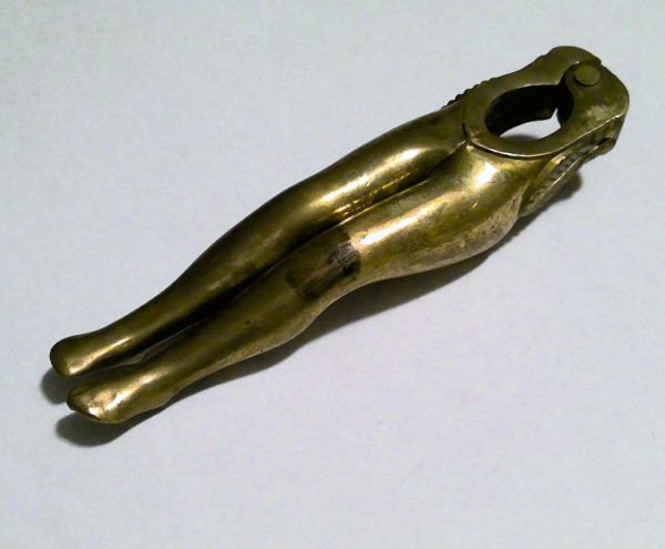 Vintage 1900s-1930s Brass Ladies Legs Nut Cracker for sale