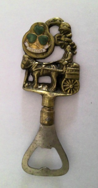 Vintage Brass Ireland Cart and Horse Bottle Opener for sale