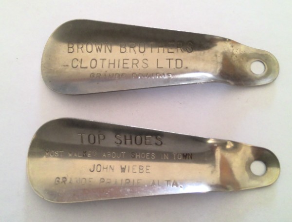 Vintage Brown Brothers Clothiers & Top Shoes Grande Prairie AB Advertising Shoe Horns for sale