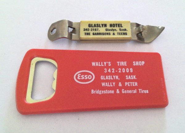 Vintage Glaslyn Saskatchewan Advertising Bottle Openers - Lot of 2 for sale