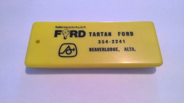 Vintage Tartan Ford Beaverlodge Alberta Advertising Bottle Opener for sale