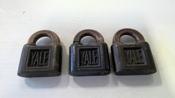Antique Yale & Towne Cast Iron and Brass Padlocks - 3 Varieties for sale