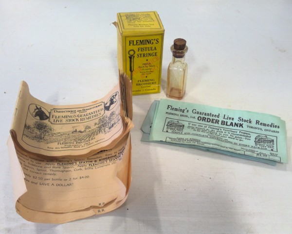 1930s Fleming Brothers Ltd Toronto Equestrian Medicine Box Vile and Paperwork for sale