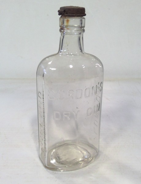 Vintage Gordon's Dry Gin Embossed Glass Bottle for sale