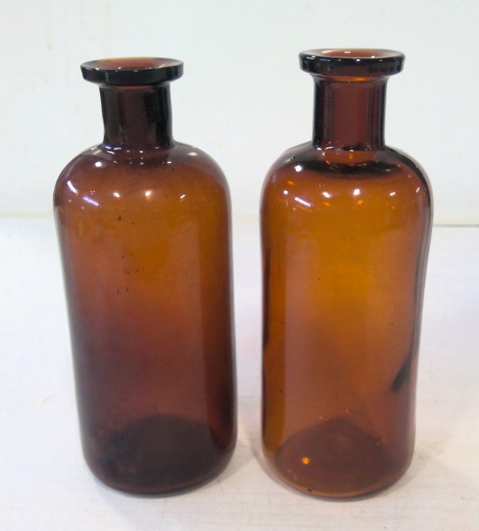 Lot of 2 Antique Amber Glass Apothecary Bottles for sale