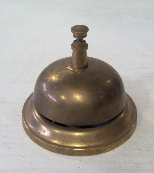 Vintage Hotel Front Desk Customer Service Heavy Brass Counter Top Bell for sale