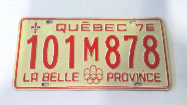 Vintage 1976 Quebec License Plate for sale