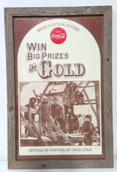 Vintage Coca-Coal Miners Advertising Poster in Barnwood Frame for sale