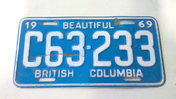 Vintage 1969 British Columbia License Plate for sale