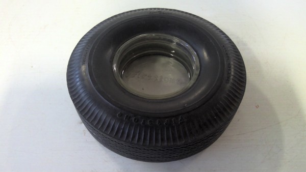 Vintage Firestone Tires - Deluxe Champion Rubber and Glass Ashtray Advertising for sale