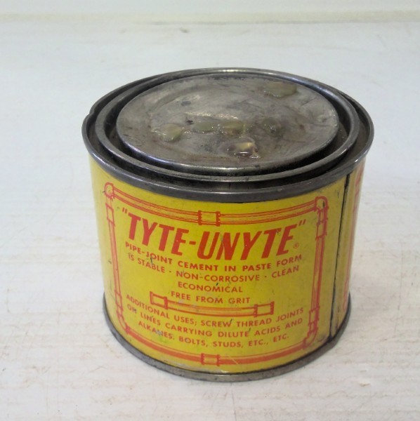Vintage Tyte-Unyte Pipe Joint Cement -J.C. Whitlam MFG Co. Tin for sale