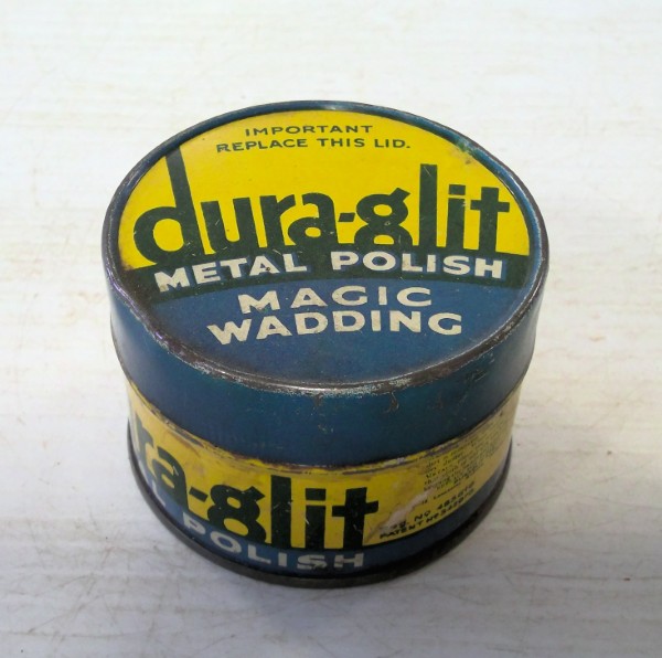 Vintage Dura-glit Metal Polish Magic Wadding Tin for sale