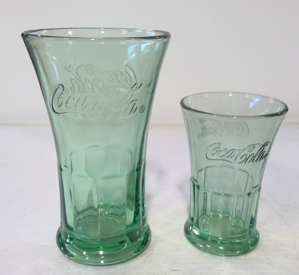 Lot of 2 Coca-Cola Glasses - Large and Small with Matching Design. for sale