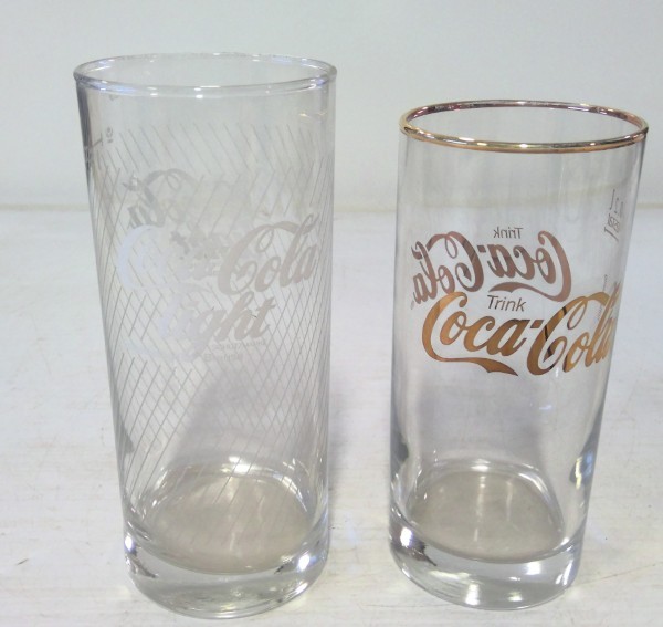 Vintage Trink Coca-Cola German Glasses - Coca-Cola Light & Coca-Cola for sale