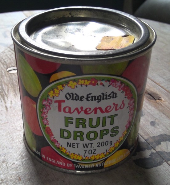 Vintage Olde English Taveners Fruit Drops Candy Tin for sale